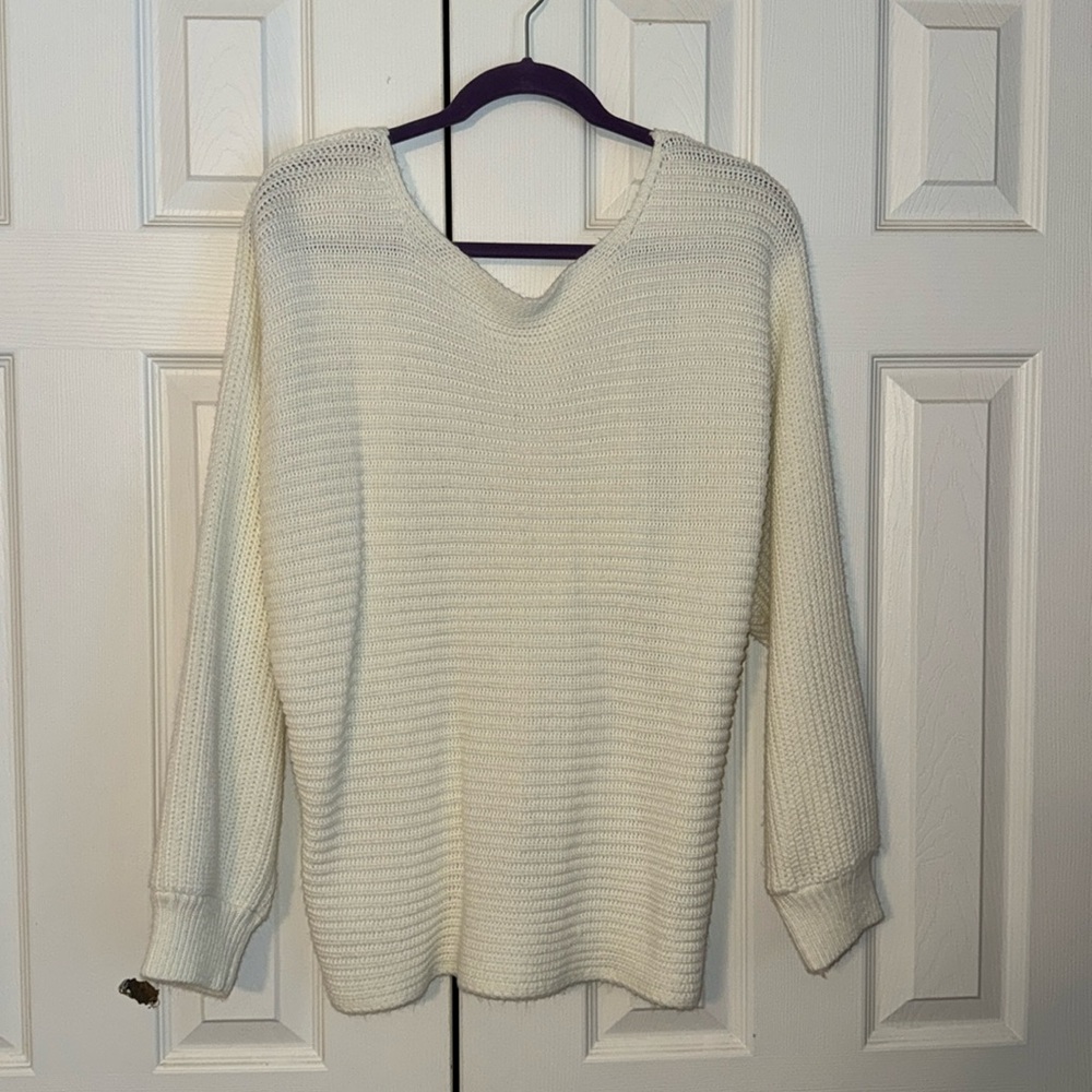 Lace Up Back Off Shoulder Sweater